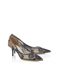 Jimmy Choo | Blue Aurora Navy Lace Pointy Toe Pumps | Lyst