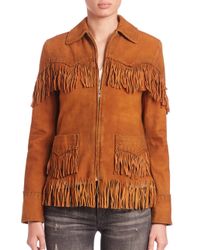 brown suede fringed ralph polo lauren jacket