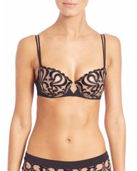 Simone Perele | Black Microfiber & Tulle Demi Bra | Lyst