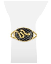 Just Cavalli - Black Amazonia Gold Plated Bangle Bracelet - Lyst
