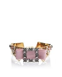 Dolce & Gabbana | Metallic Embellished Gold Collar With Pink Bow | Lyst