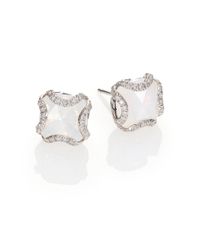 John Hardy | Metallic Classic Chain Moon Quartz, Diamond & Sterling Silver Stud Earrings | Lyst