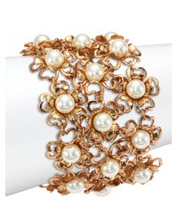 Tory Burch | Metallic Katie Flower Mesh Bracelet | Lyst