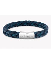 Tateossian | Blue Vintage Cobra Bracelet In Black And Navy Leather With Silver Clasp for Men | Lyst