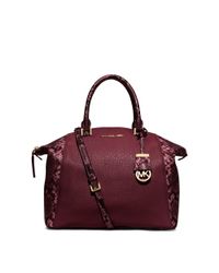 Michael Kors | Purple Riley Burgundy Python Slough Tote Bag | Lyst