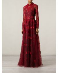 Valentino Beaded Evening Dress in Red - Lyst