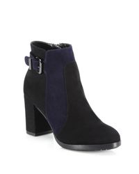 Aquatalia | Black Elianna Suede Colorblock Booties | Lyst