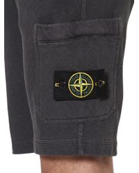 Stone Island | Gray Cotton Fleece Shorts for Men | Lyst