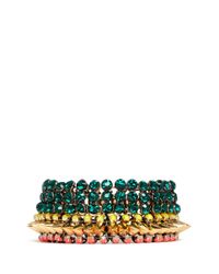 Venna | Multicolor Crystal Spike Chunky Bracelet | Lyst