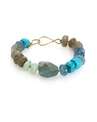 Lena Skadegard | Blue Turquoise, Aquamarine, Rutilated Quartz & Peruvian Opal Beaded Bracelet | Lyst