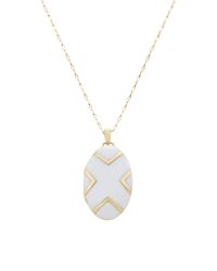 Monica Rich Kosann | Metallic 18k Yellow Gold And White Ceramic Chevron Classic Locket | Lyst