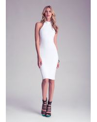 mock bebe midi neck dress