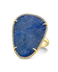 Anne Sisteron - 14kt Yellow Gold Blue Sapphire Diamond Organic Shape Cocktail Ring - Lyst