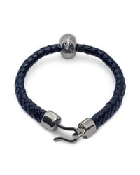 Alexander McQueen | Bright Blue Leather Skull Bracelet | Lyst
