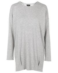 TOPSHOP Gray Clean Pleat Sweatshirt