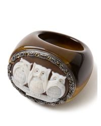 Amedeo | Metallic Three Owl Citrine Ring | Lyst