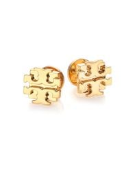 Tory Burch | Metallic T Logo Large Stud Earrings/goldtone | Lyst