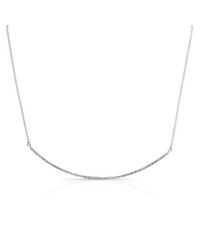 Anne Sisteron | Metallic 14kt White Gold Diamond Thin Crescent Necklace | Lyst