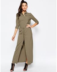 khaki maxi shirt dress