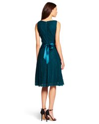 Adrianna Papell | Blue Lace Midi Dress | Lyst