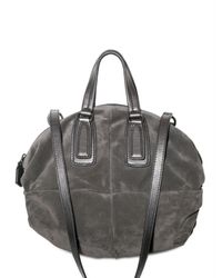 Elena Ghisellini | Gray Suede and Metallic Calf Top Handle | Lyst