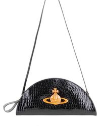 Vivienne Westwood | Black Croc Print Half Moon Clutch | Lyst