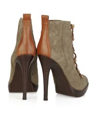 burch halima suede ankle tory boots leather green olive
