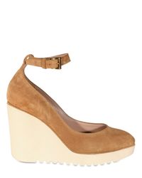 Chloé | Brown 110mm Suede Rubber Wedges | Lyst
