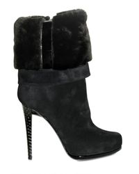 Diego Dolcini | Black 120mm Suede and Mink Fur Pull On Boots | Lyst