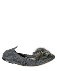 Nina Ricci | Gray Flannel Ballerina Flats | Lyst