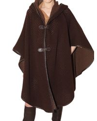 Ferragamo | Brown Net Knit Cape Coat | Lyst