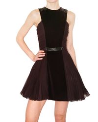Versus | Purple Velvet and Pleated Georgette Dress | Lyst