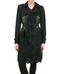 Dolce & Gabbana | Black Viscose Lace Trench Coat | Lyst