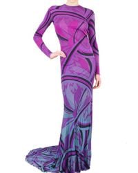 Emilio Pucci | Purple Long Printed Viscose Jersey Dress | Lyst