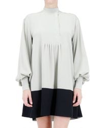 Fendi | Gray Crepe De Chine and Sable Silk Dress | Lyst