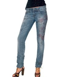 John Galliano | Blue 5pockets Cherry Printed Jeans | Lyst