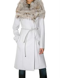 Roberto Cavalli | White Wool Fox Collar Coat | Lyst
