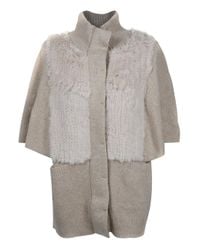 3.1 Phillip Lim | Natural Capelet Rabbit Fur Detail Cardigan | Lyst