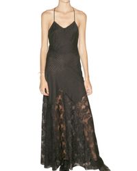 American Retro | Black Lace and Perforated Long Cotton Dress | Lyst