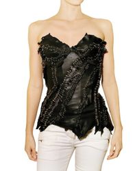 Balmain | Black Leather Bustier Top | Lyst