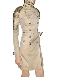 Burberry Prorsum | Natural Studded Gabardine Trench Coat | Lyst