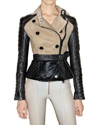 Burberry Prorsum | Black Crochet and Leather Jacket | Lyst