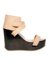 Chloé | Natural 100mm Calfskin Ankle Wedges | Lyst