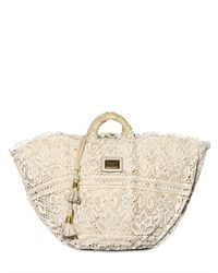 Dolce & Gabbana | Natural Woven Sicilian Straw and Lace Top Handle | Lyst