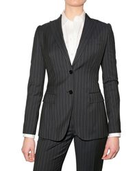 Dolce & Gabbana | Blue Pinstriped Wool Jacket | Lyst