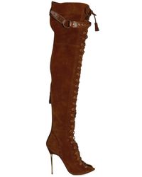 Emilio Pucci | Brown 120mm Suede Cuissard Leced Boots | Lyst