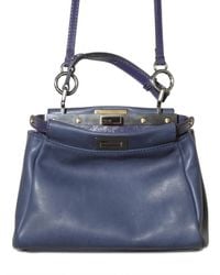 Fendi | Blue Peek A Boo Mini Top Handle | Lyst