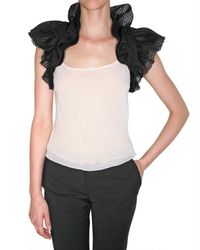 RED Valentino | Black Waxed Knit and Net Bolero Top | Lyst