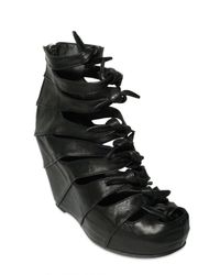 Rick Owens | Black 100mm Boxer Calf Multi Knot Bootie Wedge | Lyst