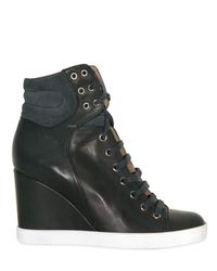 See By Chloé | Blue Lace-up Wedge Sneakers | Lyst